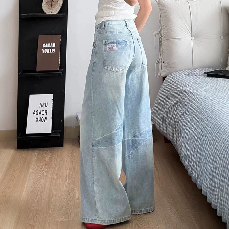 American-Style Bf Lazy Style Women's Jeans 2026 Summer New Loose-Fitting Floor-Length Super Stylish Narrow Wide-Leg Pants American-Style Bf Lazy Style Women's Jeans 2026 Summer New Loose-Fitting Floor-Length Super Stylish Narrow Wide-Leg Pants