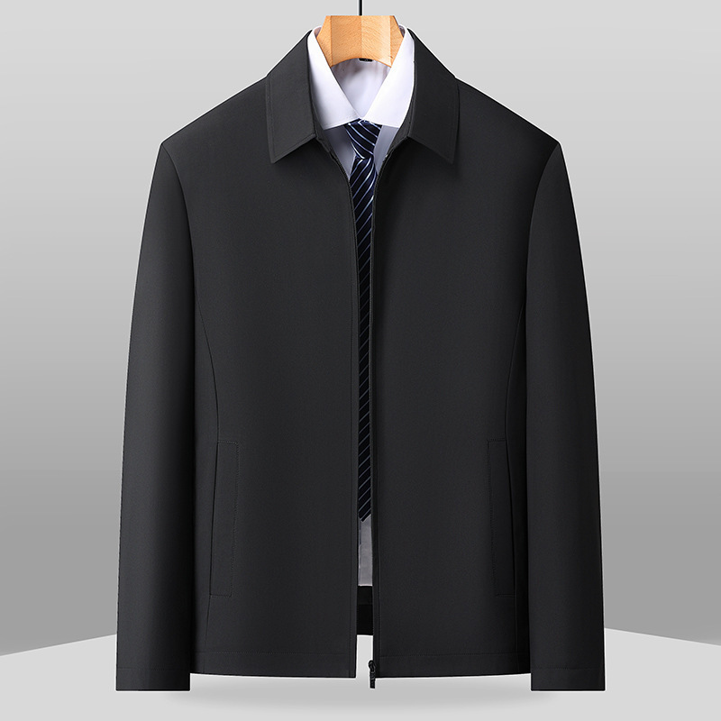 Men's Spring and Autumn New Style Executive Jacket, Middle-Aged Dad's Turn-Down Collar Business Casual Thin Short Windbreaker