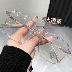 超輕大方框茶色近視眼鏡女可配度數鏡片素顏大臉顯瘦透明眼睛框架