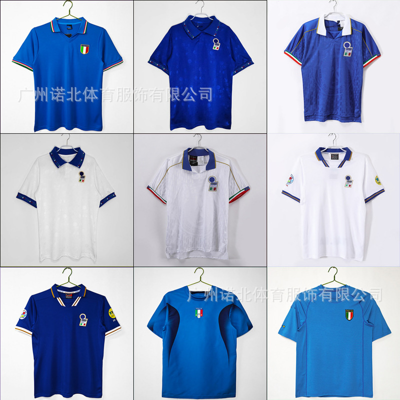 Retro Italian Jersey Short-Sleeved Adult Football Uniform Long-Sleeved Jersey Classic Style Cross-Border Shipping