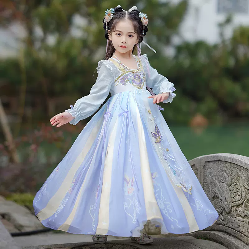 女童春秋款汉服连衣裙儿童春装中国风裙子2025新款小女孩超仙唐装