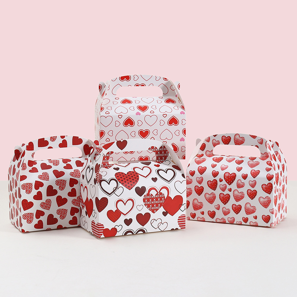 跨境情人节礼盒烘焙打包盒下午茶包装盒批发牛皮纸纸盒印花爱心手