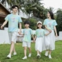 四口母子新款扎染t恤