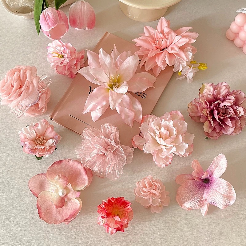 Sweet Pink Flower Hairpin for Women 2025 New Seaside Hairpin Flower Grabber Super Fairy Bangs Hairpin Holiday Style