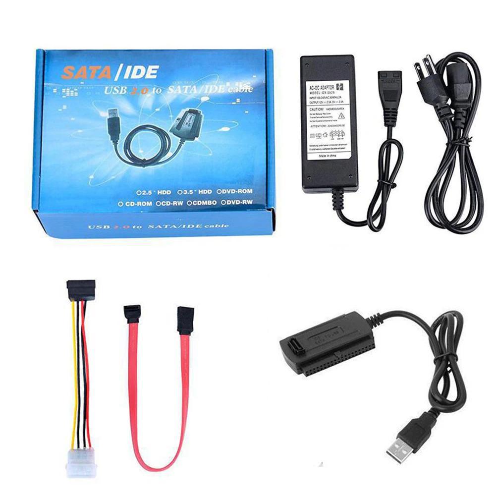 USB 2.0 ke SATA PATA IDE 2.5 3.5 HDD SSD Hard Drive Adapter