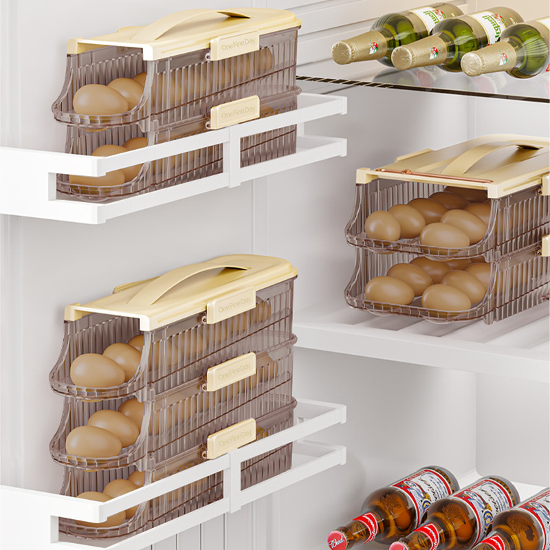 Puerta del refrigerador del balanceo huevo titular caja de almacenamiento de huevos refrigerador apilable portátil caja de huevos de cocina image 4