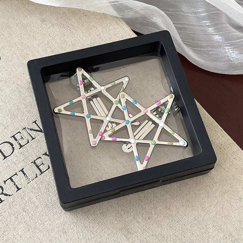 Punto de color goteo de aceite de plata clip de cabello de metal para mujeres nuevo clip lateral de goteo de agua clip de cabello de cabeza clip de cabello frente joyería clip de frangeo