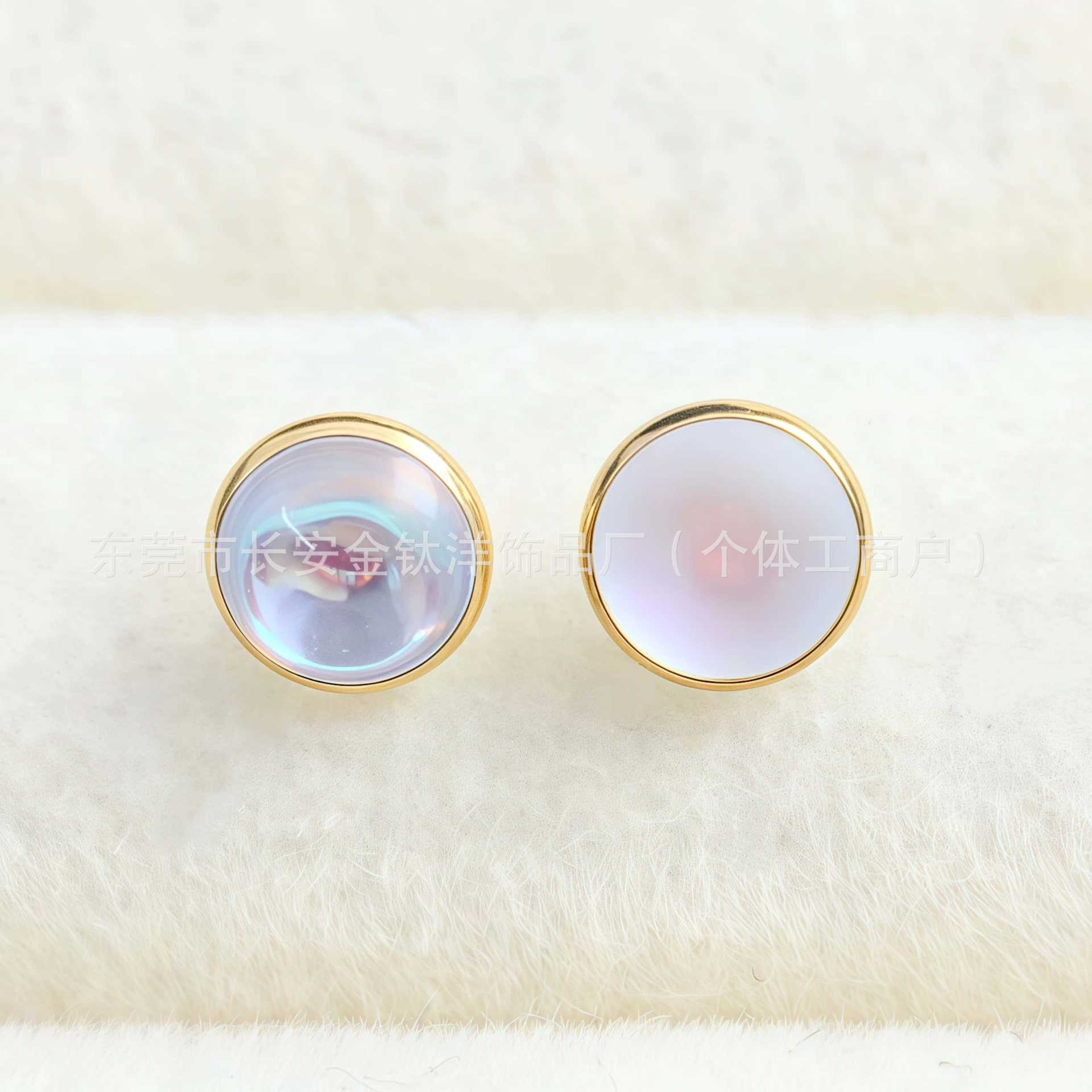 F136 Titanium 18K Gold-Plated Frosted Moonlight Opal Lip Stud Tongue Stud Ear Stud G23 Titanium Alloy Piercing Jewelry detail image 7