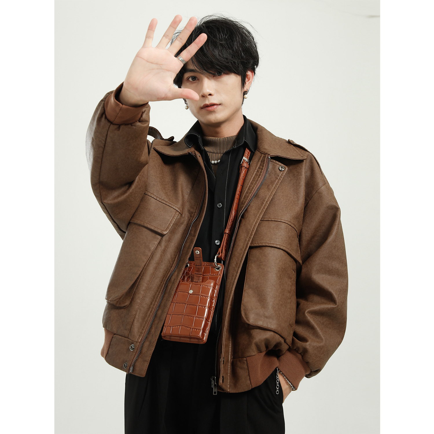 Ropa de Hombre | 2021 Otoño e Invierno Nueva chaqueta de cuero de motocicleta estilo retro de Hong Kong estilo coreano abrigo de moda para hombres y mujeres