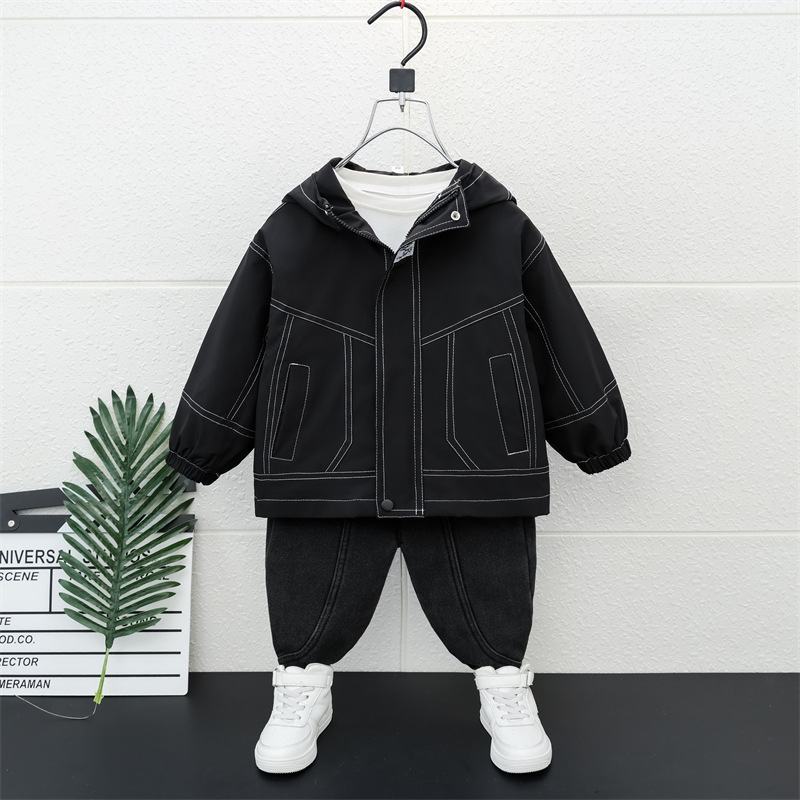 5882 Chaquetas de primavera y otoño para niños 2024 nuevos tops con capucha para niños guapos chaquetas cortavientos de todo fósforo de otoño para niños