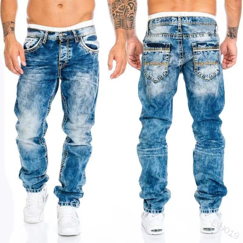 Men's Clothing new jeans, casual top line trousers, straight cut men's pants, hip hop jeans_voghion.com