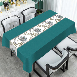 [New Hot Selling] Simple Style Lotus Pond Moonlight Home Dining Tablecloth Waterproof and Oil-proof Non-washable Tablecloth PVC Tablecloth