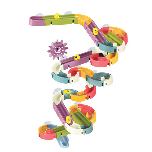 Summer water play children's track slide DIY assembled building block wall water play male and female baby bathroom bath toys