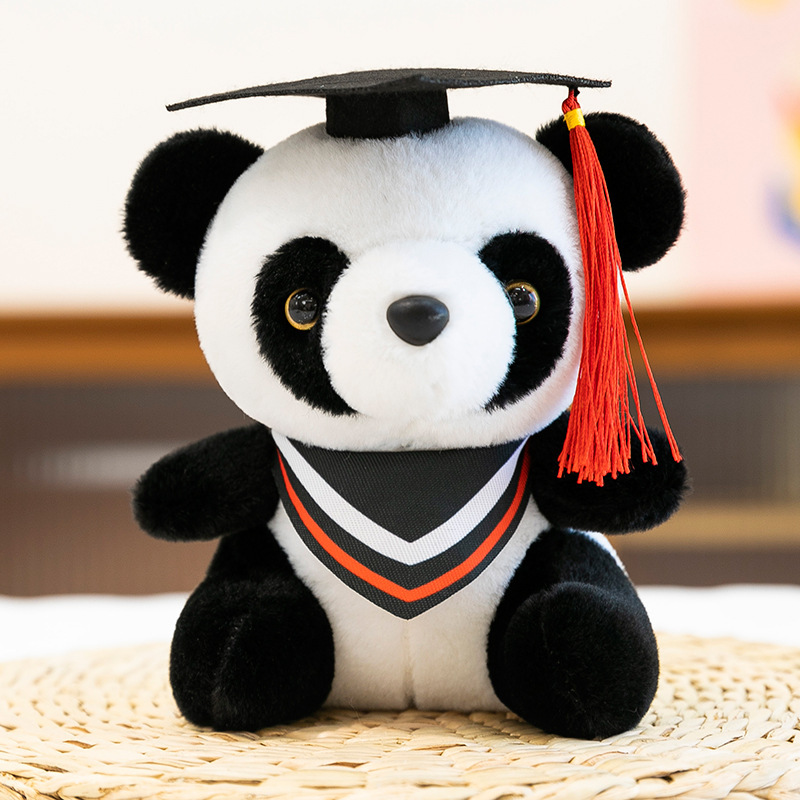 Doctor panda temporada de graduación muñeca de peluche muñeca panda colgante llavero logotipo impreso regalo