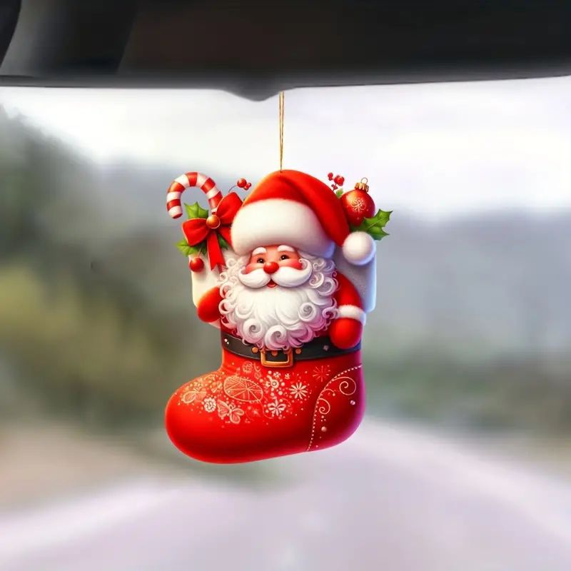 Nuevos productos de Navidad Santa serie de decoraciones de árbol de Navidad para automóviles colgante acrílico image 3