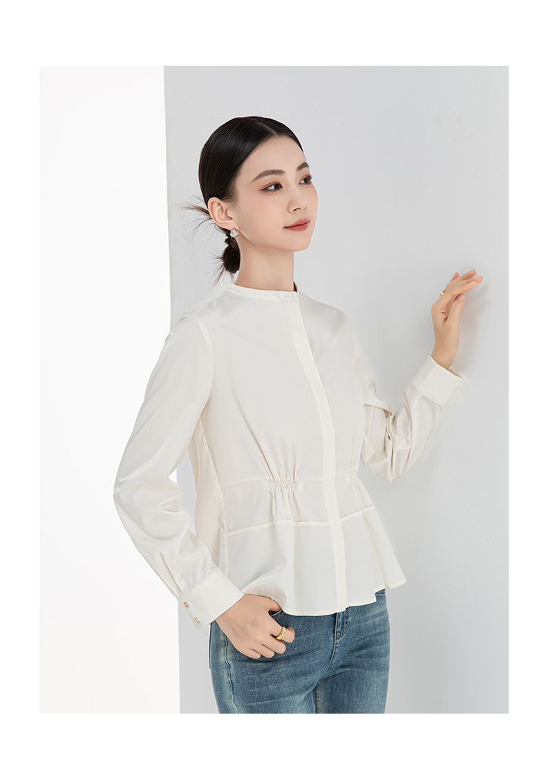 Áo sơ mi nữ dài tay kiểu Pháp màu đen dáng ôm eo — thẻ chi tiết 23