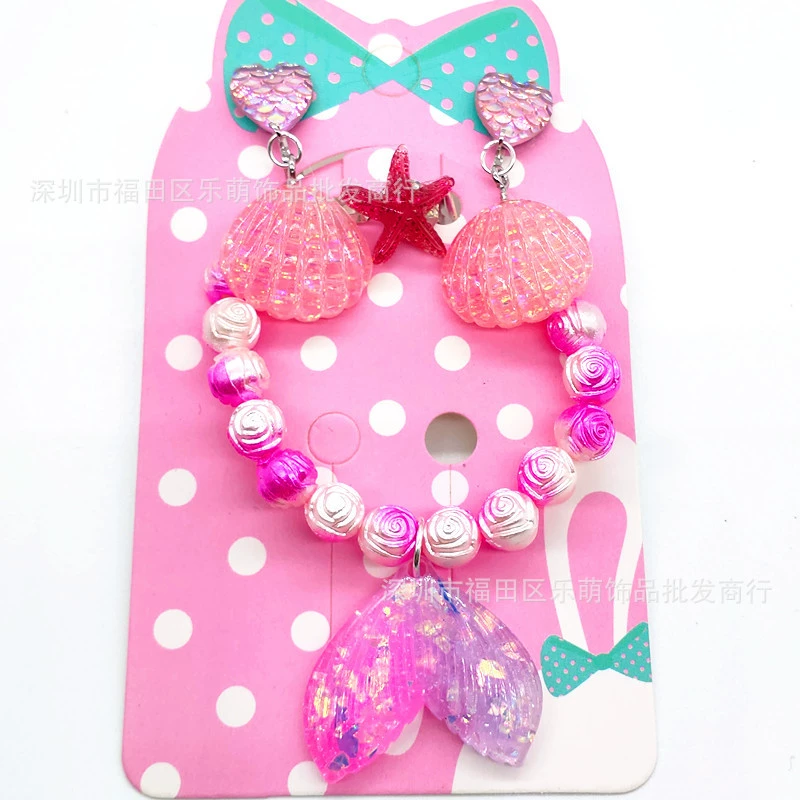 Bracelet, ear clips, ring, set for princess, accessory, wholesale, 3-6-8 years