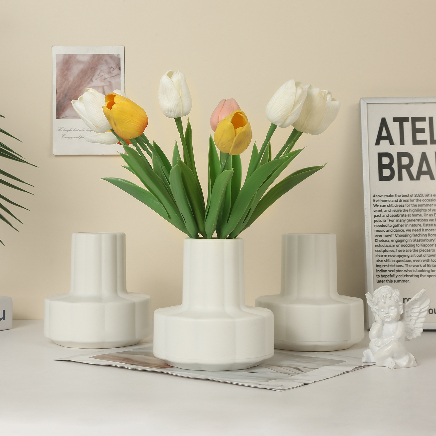 Cross-Border Popular Ins Style Plastic Vase Ornaments Simulated Flower Arrangement Vase Simple European Style Vase Fresh Vase