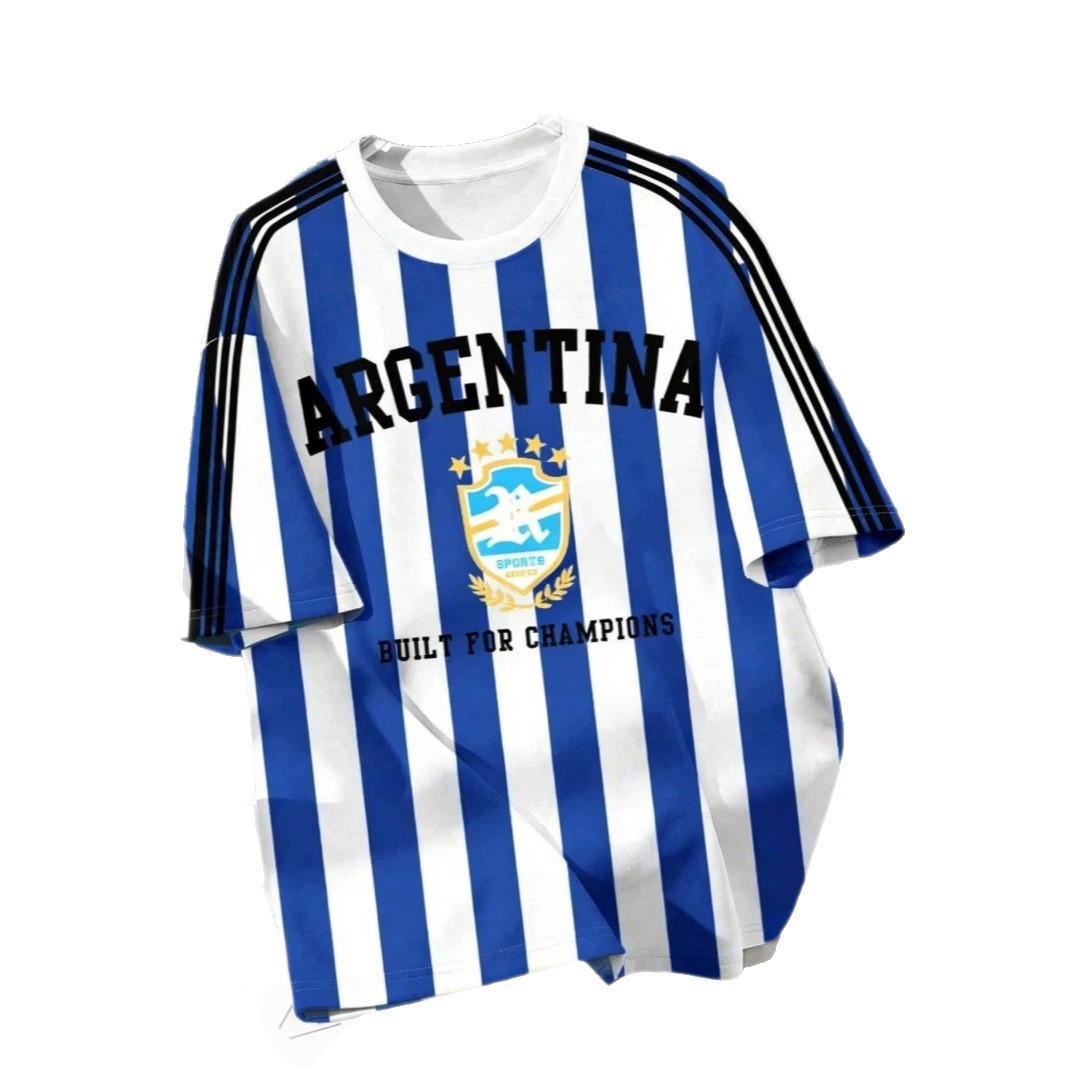 Camisetas de fútbol argentinas con letras y rayas impresas en Argentina Ideal para los aficionados al fútbol