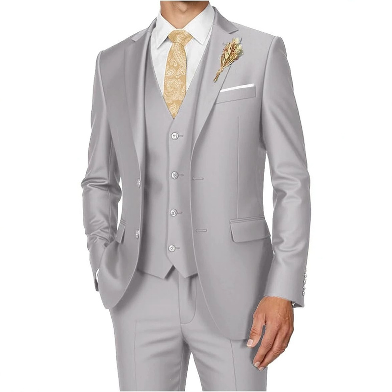 Amazon European and American Style Solid Color Mens Suits 3 Piece 2026 New Business Banquet Men's Suit