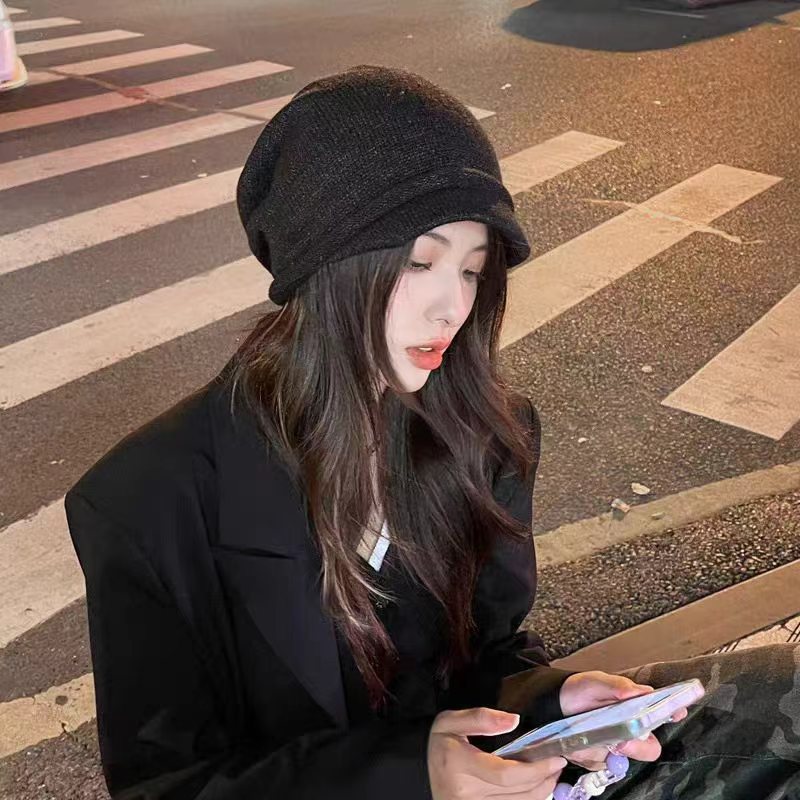 毛线帽透气秋冬季加厚冷帽男女同款慵懒堆堆帽针织帽大头围堆堆帽|undefined