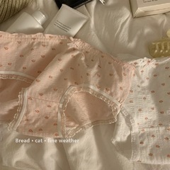 Japanese cute fresh small floral simple female ear side pure cotton crotch student sweet girl breathable and comfortable underwear