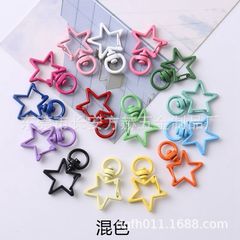 Diyアクセサリーのキーホルダーカラー塗装金属犬ボタン五角星形マスクチェーンキャンディー色キーホルダー