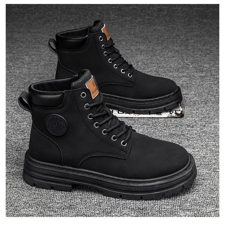 Martin boots hombre 2025 nuevas botas de herramientas de estilo británico de caña alta de suela gruesa botas de ruibarbo antideslizantes y resistentes al desgaste zapatos de hombre