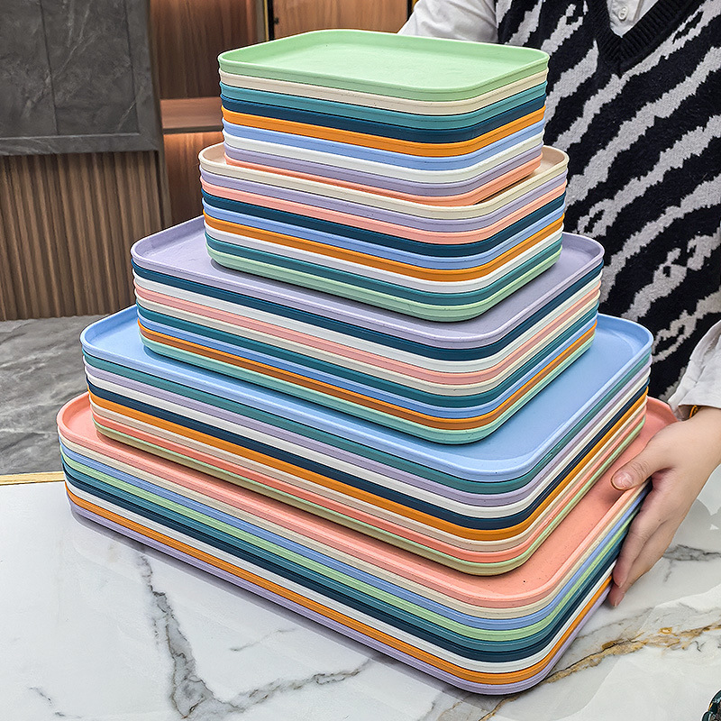 Nordic Style Rectangular Tray Plastic Tea Tray Living Room Hotel Barbecue Coffee Shop Restaurant Kindergarten Plate Tableware