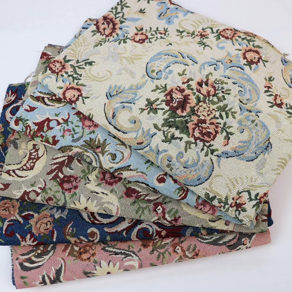 欧式盘子花纺织大提花布服装裤装连衣裙西装箱包鞋帽油画感田园风