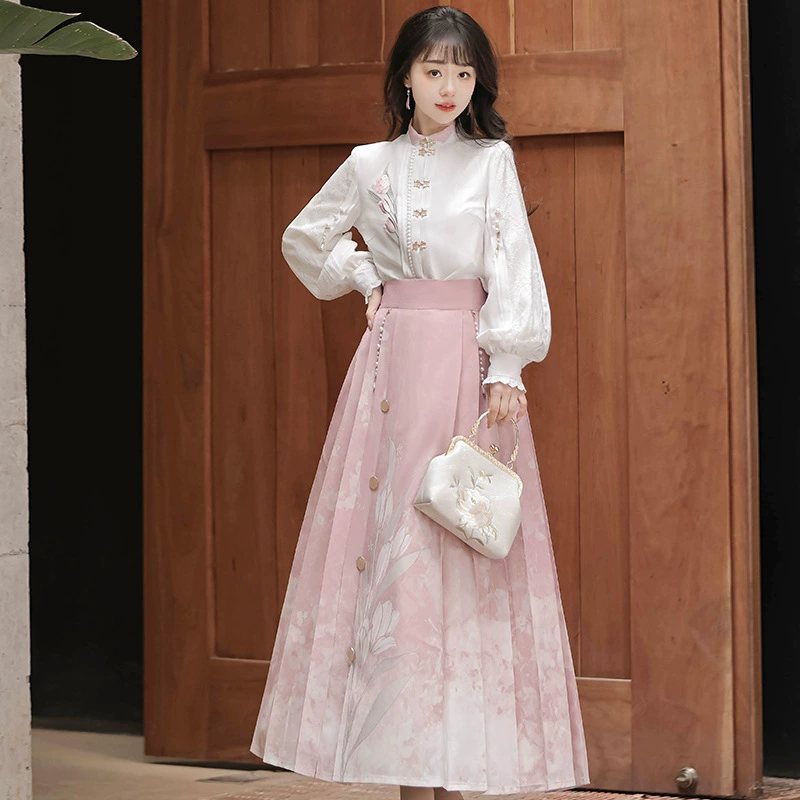 Original Tulip Chinese style modified Chinese elements women's top skirt outer cover set 7013