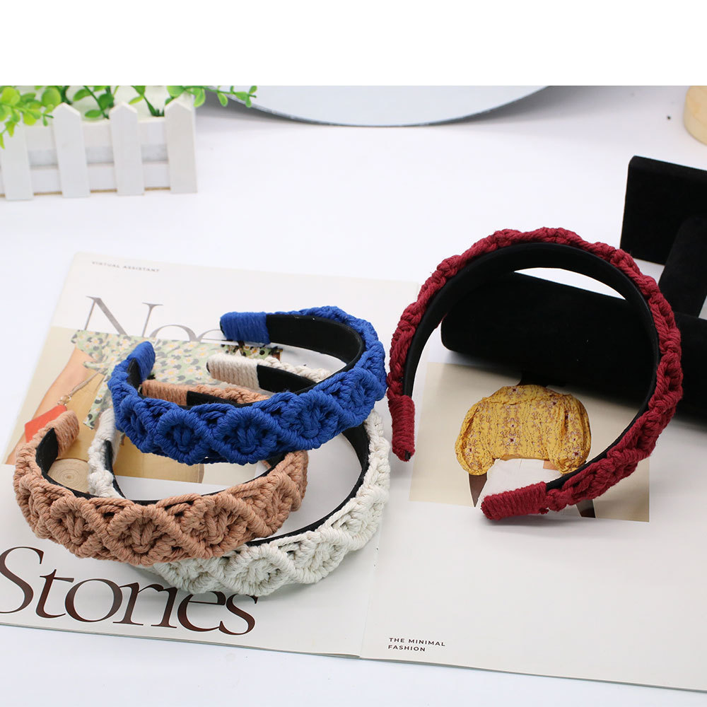 Fashion Argyle Pure Cotton Handmade Hair Band 1 Piece display picture 3