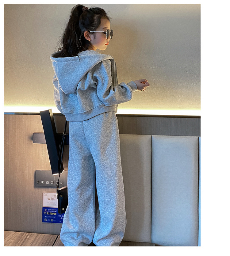 Jenter vår 2024 ny koreansk utgave barnemote hettegenser i to deler med en stor og vestlig stil_voghion.com