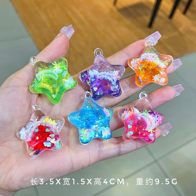 Micro Landscape Cute Flash Mini Five-pointed Star Crystal Pendant Decorative Decoration Transparent Quicksand Blind Bag Blind Box Gift