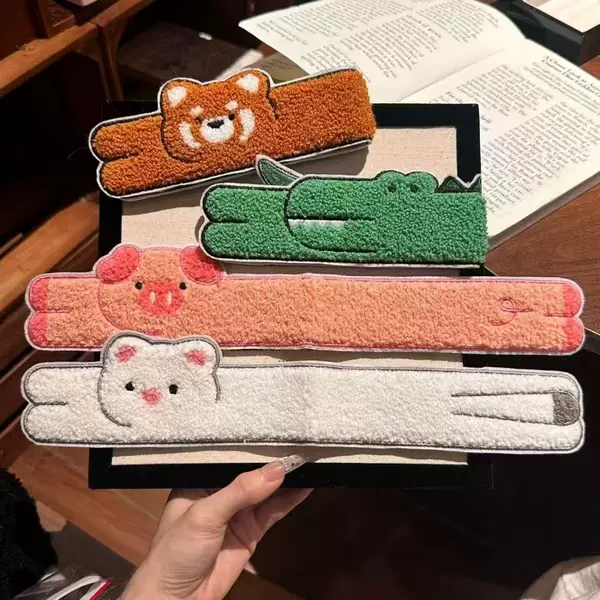 Soft and cute long animal hairband magic sticker cartoon girl face wash bangs sticker hair hoop dual-purpose sweet hair accessory
