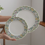 Тарелка с тиснением для домашнего ресторана, специальная тарелка для пасты в стиле INS, ретро креативная тарелка с тиснением для западной еды, стейк, салат