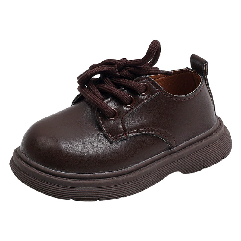 Кожаная обувь для мальчиков. Новинка 2025 года. Детская внешняя торговля. Кожаная обувь. Одиночная обувь. Однотонная повседневная маленькая кожаная обувь. Модная детская обувь в британском стиле.