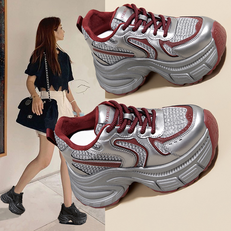 冬季老爹鞋女2025新款秋季厚底增高复古百搭小个子休闲运动鞋正品