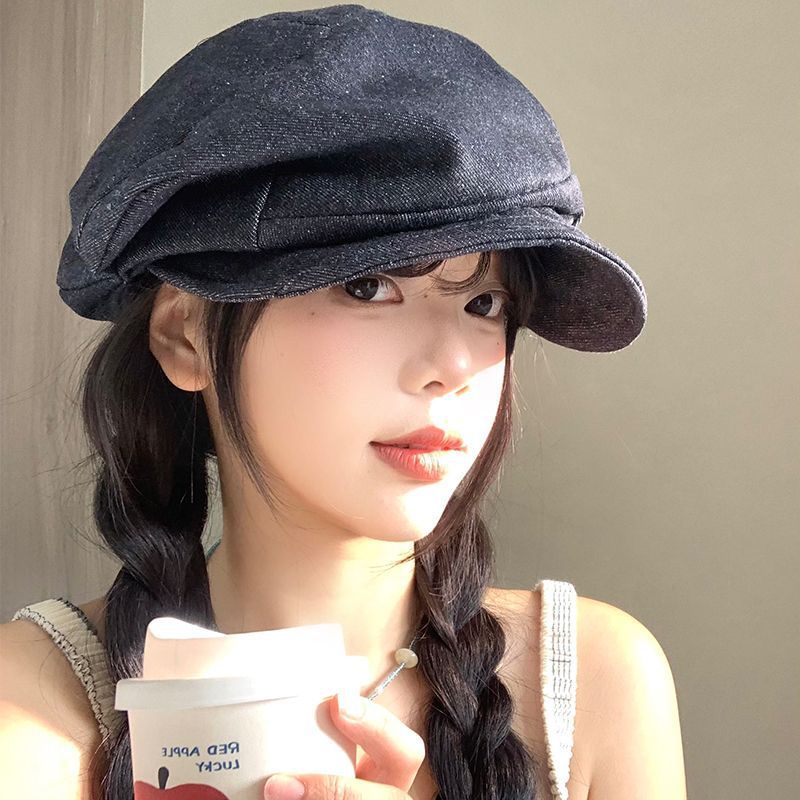 日本のニッチレトロプリーツ麻ベレー帽女性用 2025 新しい大きな頭囲顔見せ小さな八角形帽子ペインター帽子|undefined