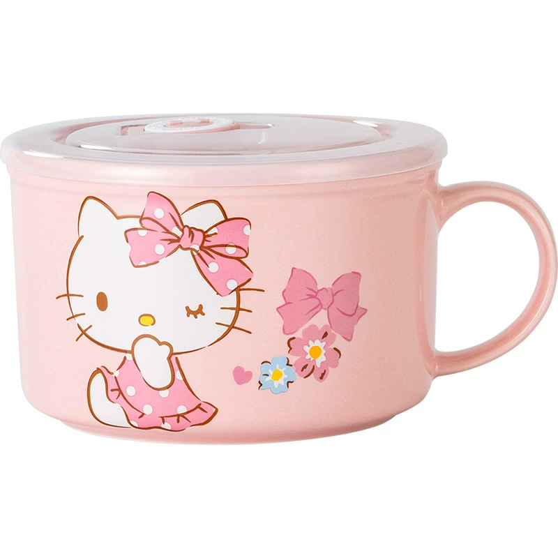 Ge Jiezhi Sanrio керамическая миска для быстрого приготовления лапши с крышкой, запечатанная и свежая миска для студентов, личная ланч-бокс