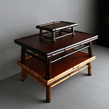 梅鹿竹桌子 茶台干炮台 竹制品茶具 紫竹桌 原竹工艺品竹制品茶台