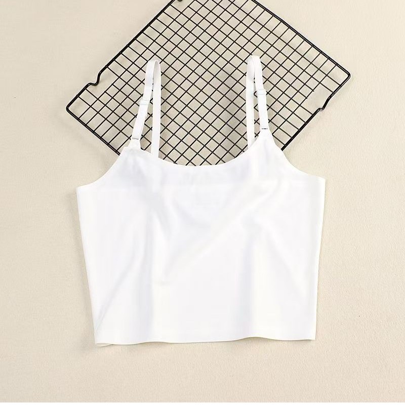 Korean Style Seamless Ice Silk Anti-Exposure Camisole for Women, Short One-Piece Bralette for Summer