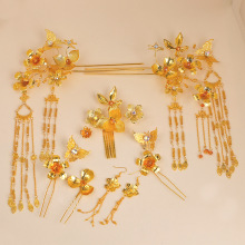 龙凤褂新娘头饰2025新款大气金色发簪中式古典汉服秀禾发饰簪子