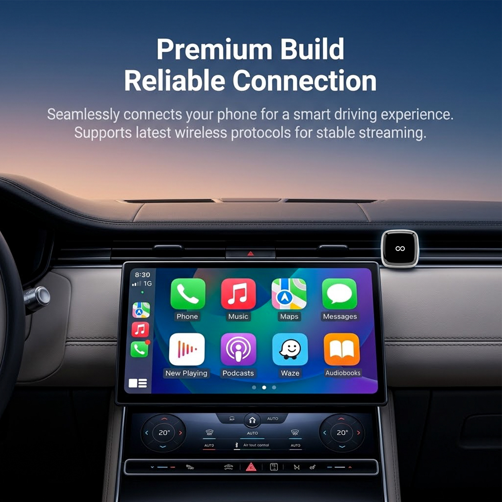 Apple and Android 2-in-1 wired-to-wireless CarPlay adapter, in-car connectivity converter, smart car system box