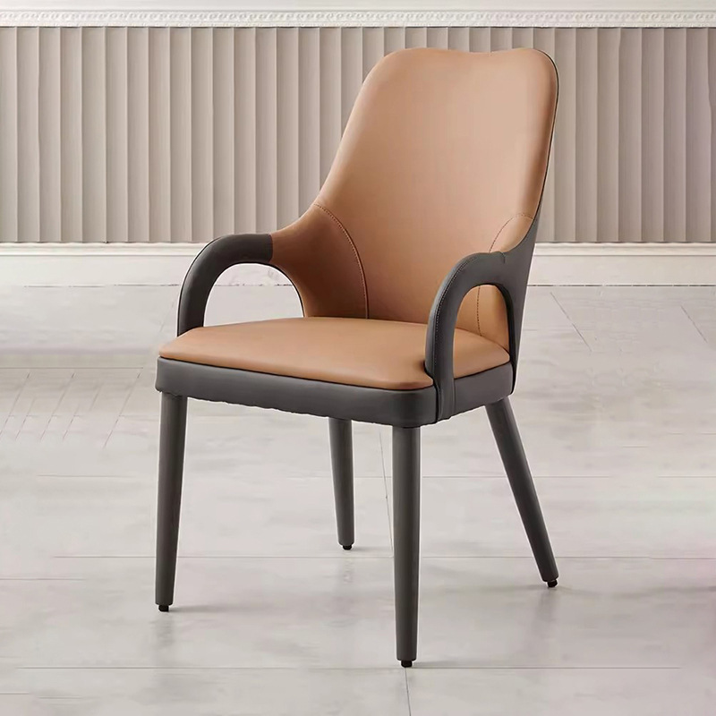 Gskk616 # Dining Chair with Cat Scratch-Resistant Leather, Solid Wood Legs, Armrests, and Backrest, Suitable for Dining Room, Home Use, New Model for Makeup and Wine.