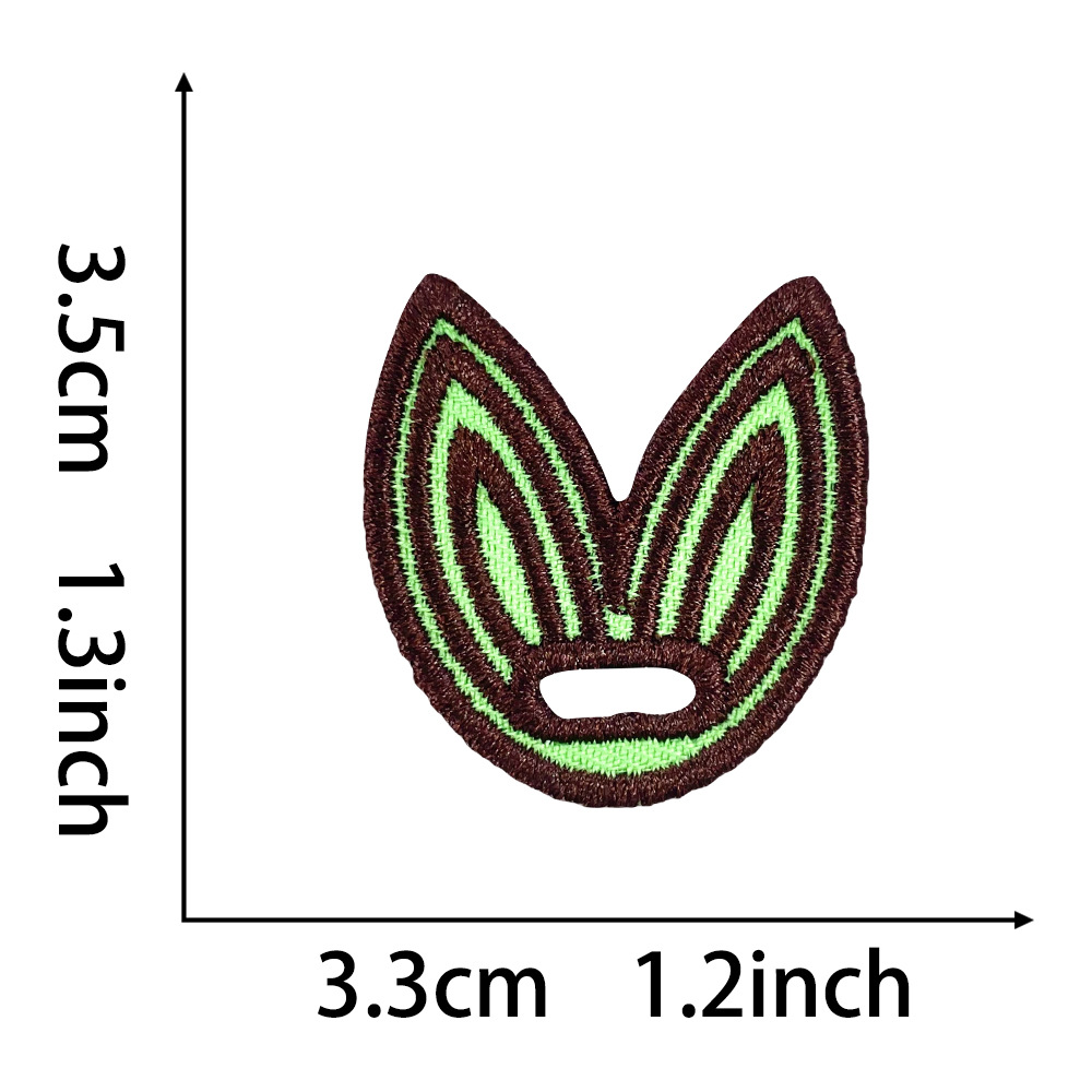 토끼 귀 단추 - 녹색 갈색
