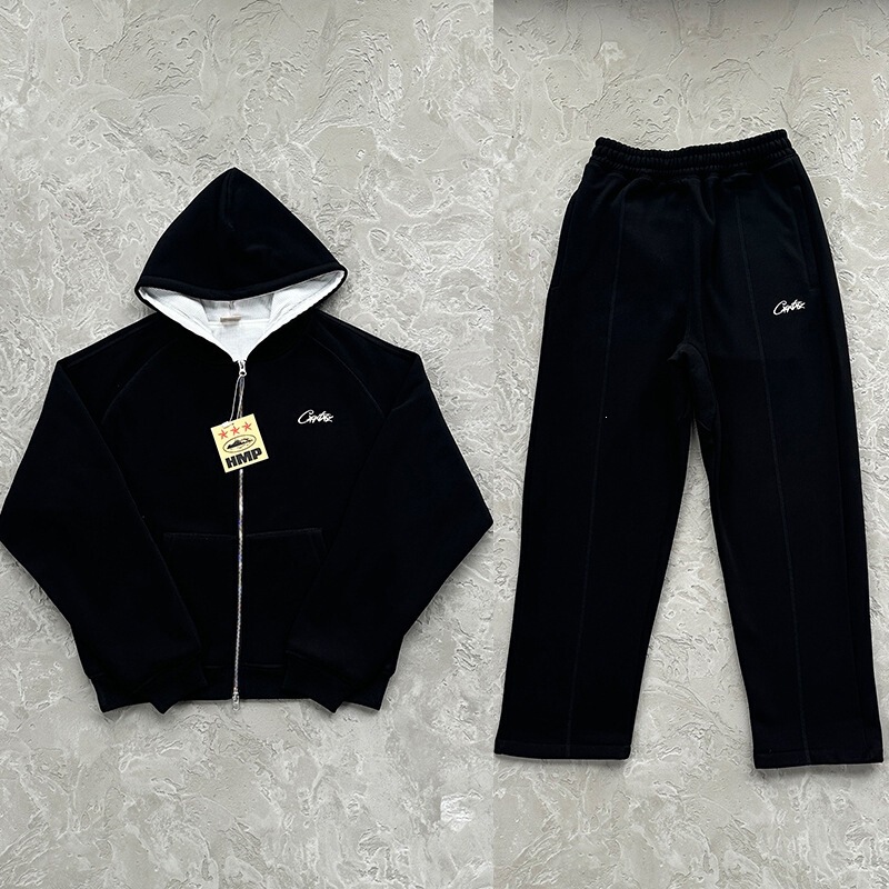 Corteiz British-Style Hip-Hop Street Dance Hooded Sweatshirt Jacket Men's Loose Sports Suit Straight-Leg Sweatpants