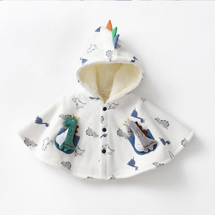 Baby's Coat Autumn and Winter New Full Print Small Dinosaur Cloak Baby's Climbing Clothing for Men and Women Baby's Cape