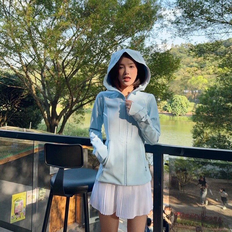 Lu Iux Women's Hooded Softshell Fleece-Lined Sports Jacket Outdoor Waterproof