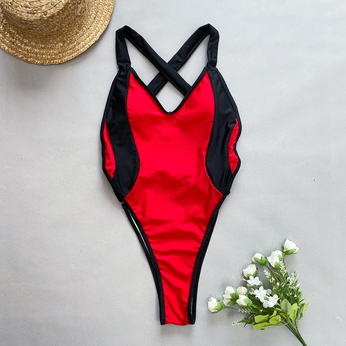 One-piece swimsuit women's European and American bikini new style stitching cross-border women's foreign trade swimwear wholesale bikini2024
